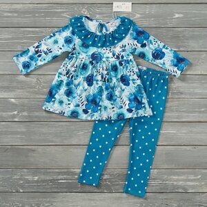 Teal Blossoms Long Sleeve Pants Set